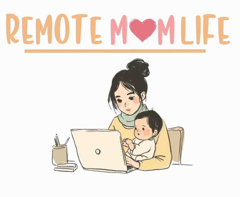 Remote Mum Life cartoon logo for mobile devices to share working remotely tips for remote IT work from the remotemumlife.com blog